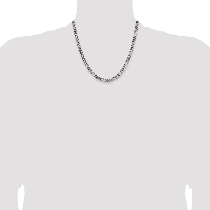 High-Quality Antiqued Sterling Silver 5.5mm Figaro Chain - Stylish Value!-4