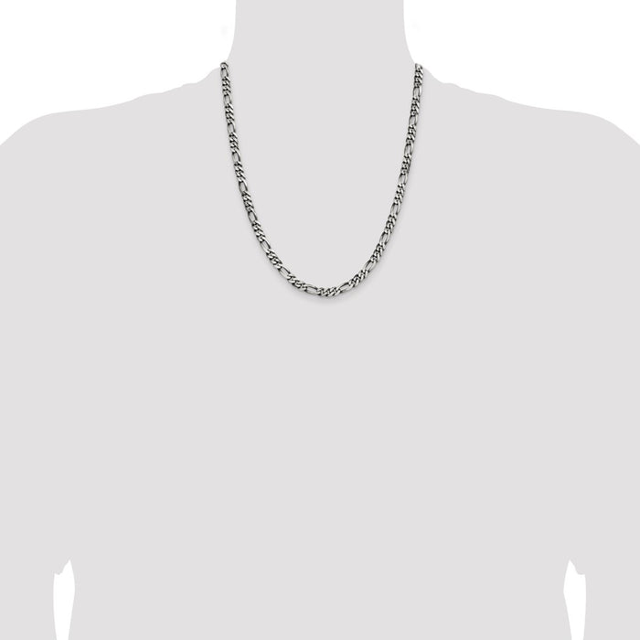 Buy Stylish Antiqued Sterling Silver 5.5mm Figaro Chain - Great Value!-4