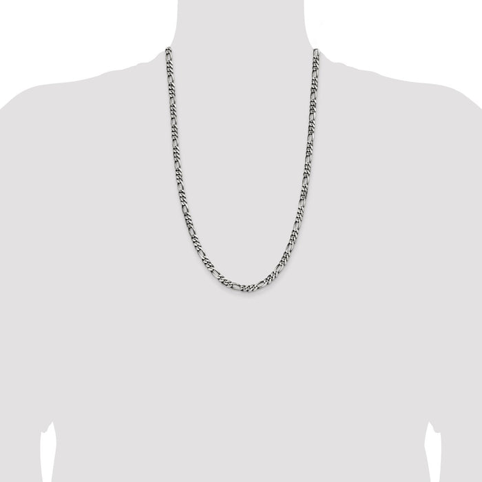 Exclusive Antiqued Sterling Silver 5.5mm Figaro Chain - Stylish Luxury Value!-4