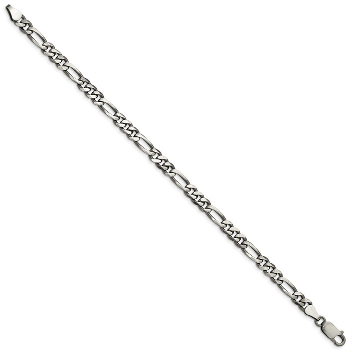 Exclusive Antiqued Sterling Silver Figaro Chain - 5.5mm, Stylish Value!-2