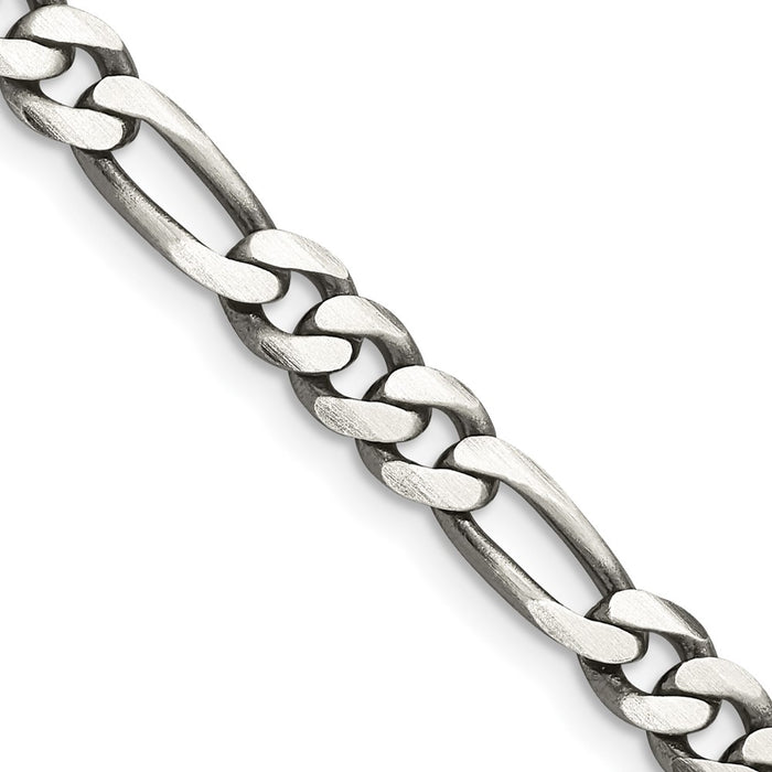 Buy Exclusive 5.5mm Antiqued Sterling Silver Figaro Chain - Stylish Value!-1
