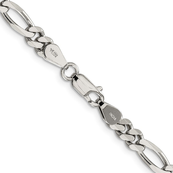 Buy Stylish Rhodium-Plated Sterling Silver 5.25mm Figaro Chain - Affordable Luxury-3