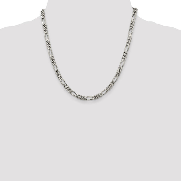 Buy Stylish Rhodium-Plated Sterling Silver 5.25mm Figaro Chain - Affordable Luxury-4