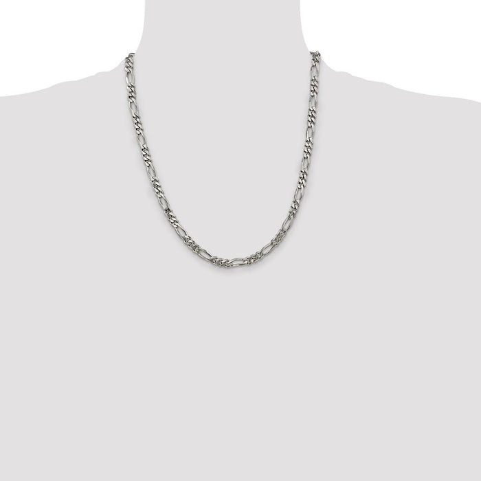 Buy Stylish Rhodium-Plated Sterling Silver 5.25mm Figaro Chain - Affordable Luxury-4