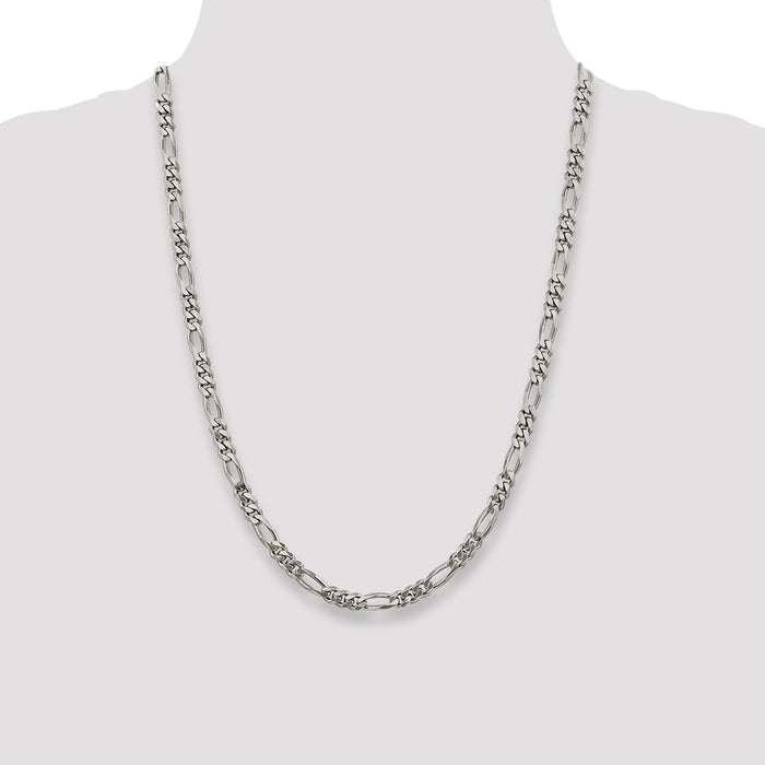 Exclusive Rhodium-Plated Sterling Silver Figaro Chain 5.25mm - Stylish Value-4