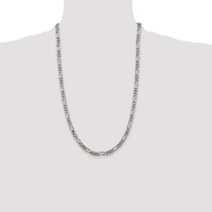 Buy Stylish Rhodium-Plated Sterling Silver 5.25mm Figaro Chain at Affordable Prices-4