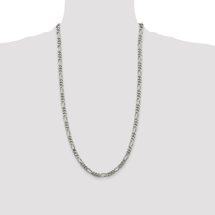 Buy Stylish Rhodium-Plated Sterling Silver Figaro Chain - 5.25mm, Affordable Luxury-4