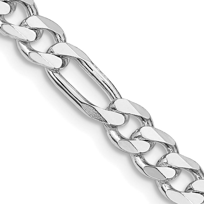 Buy Stylish Rhodium-Plated Sterling Silver 5.25mm Figaro Chain - Affordable Luxury-1