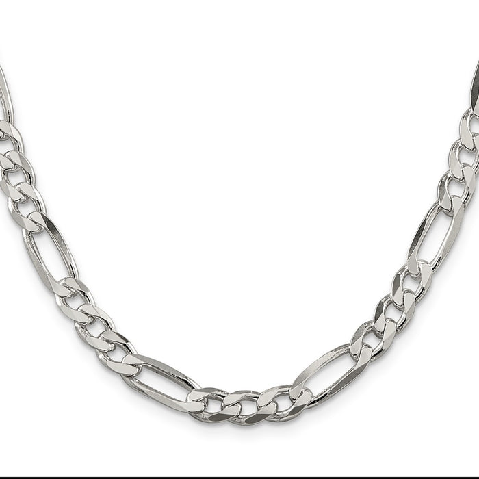 High-Quality 6.75mm Sterling Silver Figaro Chain - Stylish and Affordable!-2
