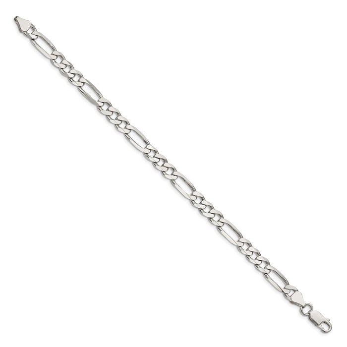 Buy Exclusive Rhodium-Plated Sterling Silver 6.5mm Figaro Chain Necklace - Affordable Luxury!-2