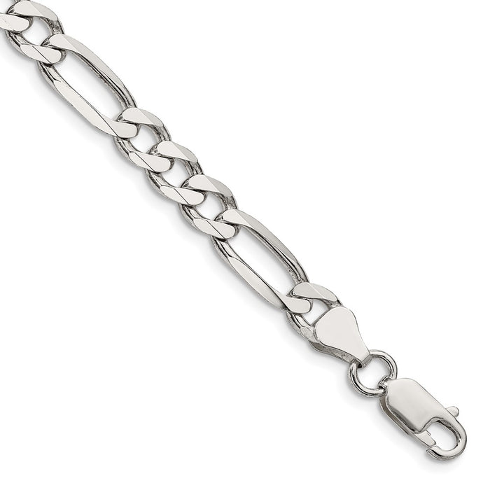 Buy Exclusive Rhodium-Plated Sterling Silver 6.5mm Figaro Chain Necklace - Affordable Luxury!-1