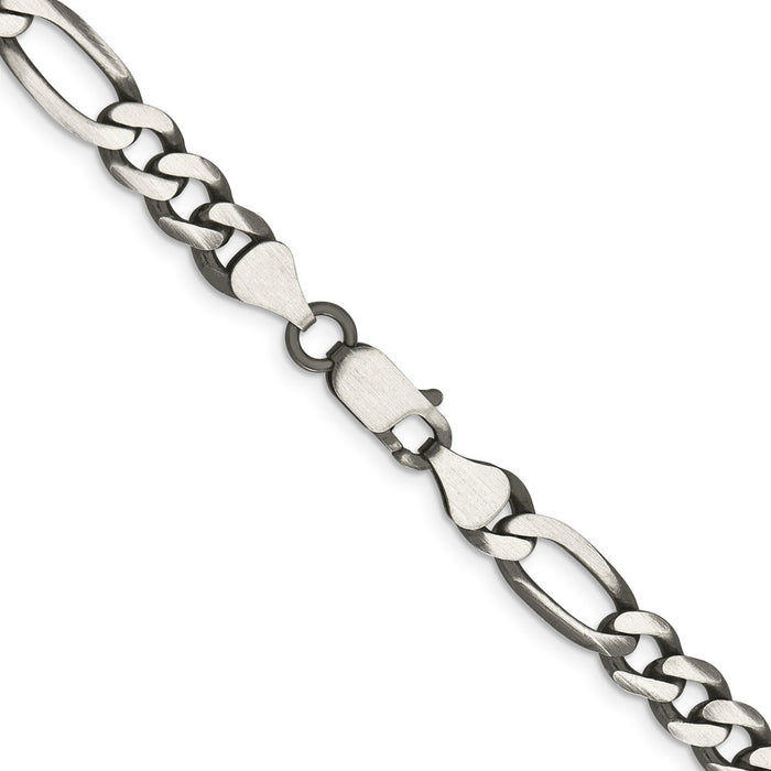 High-Quality 6.5mm Antiqued Sterling Silver Figaro Chain - Stylish Value!-3
