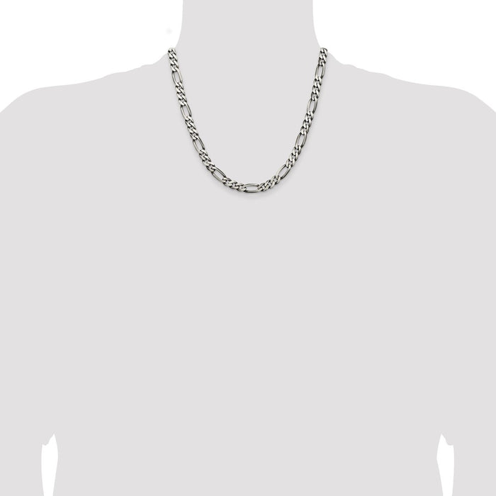 Buy Stylish Antiqued Sterling Silver 6.5mm Figaro Chain | Affordable Luxury-4