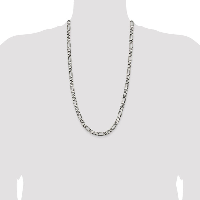 Buy Stylish Antiqued Sterling Silver Figaro Chain 6.5mm - Affordable Luxury!-4