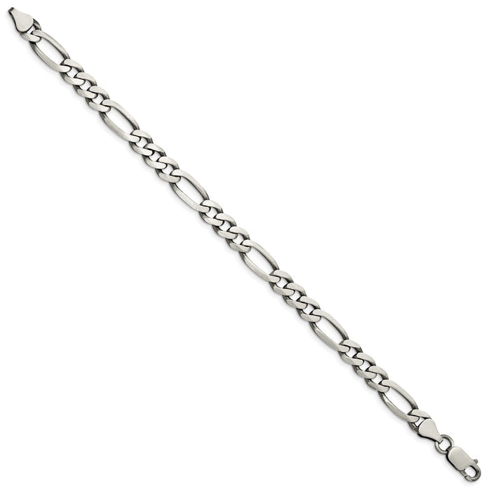 High-Quality Antiqued Sterling Silver 6.5mm Figaro Chain - Stylish Value!-2