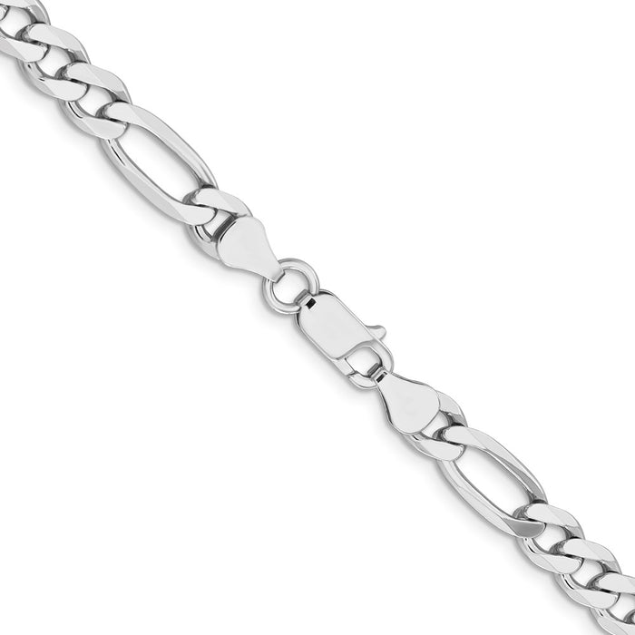Buy Stylish Rhodium-Plated Sterling Silver Figaro Chain 6.5mm | Luxury Value-3