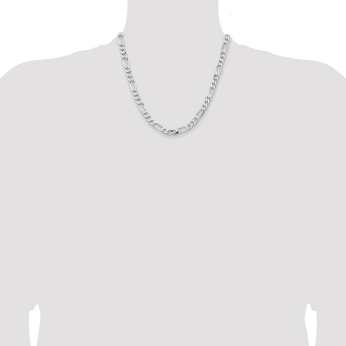 Buy Stylish Rhodium-Plated Sterling Silver 6.5mm Figaro Chain | Affordable Luxury-4