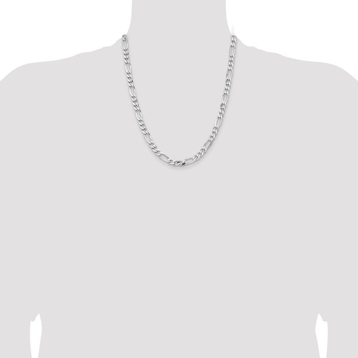 Buy Stylish Rhodium-Plated Sterling Silver Figaro Chain 6.5mm | Luxury Value-4