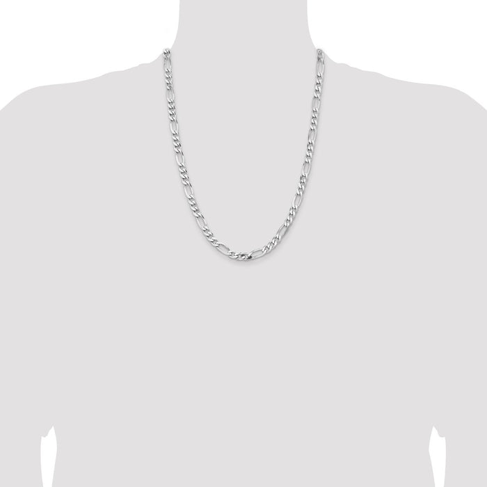 Buy Stylish Rhodium-Plated Sterling Silver Figaro Chain - 6.5mm, Affordable Price-4
