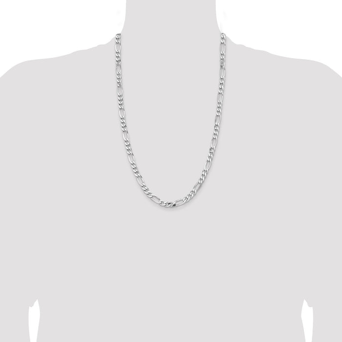 Exclusive Rhodium-Plated Sterling Silver 6.5mm Figaro Chain - Stylish Value-4