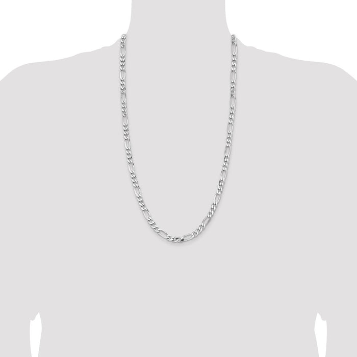 High-Quality Rhodium-Plated Sterling Silver 6.5mm Figaro Chain - Stylish Value!-4