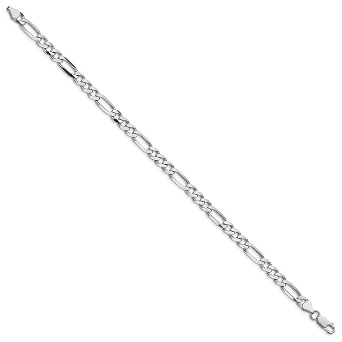 Buy Stylish Rhodium-Plated Sterling Silver 6.5mm Figaro Chain - Affordable Luxury!-2
