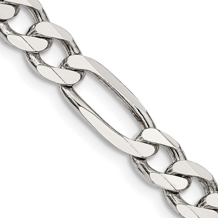 High-Quality 6.75mm Sterling Silver Figaro Chain - Stylish and Affordable!-1