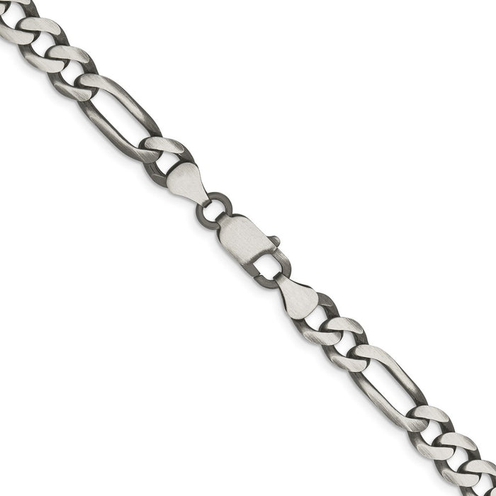 Buy Stylish Antiqued Sterling Silver Figaro Chain 7.5mm - Affordable Luxury-3