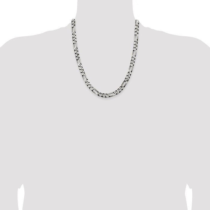 Buy Stylish Antiqued Sterling Silver Figaro Chain 7.5mm - Affordable Luxury-4