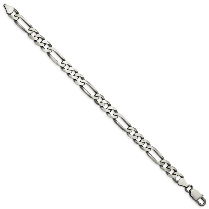 High-Quality Antiqued Sterling Silver 7.5mm Figaro Chain - Stylish Value!-2