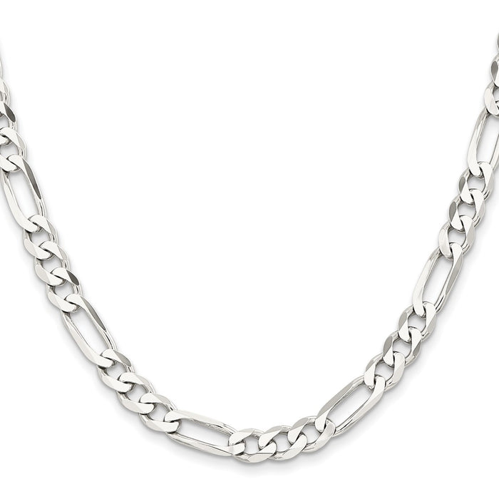 High-Quality Rhodium-Plated Sterling Silver 7.5mm Figaro Chain - Stylish Value!-2