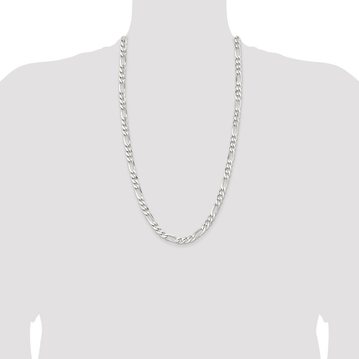 Exclusive Rhodium-Plated Sterling Silver 7.5mm Figaro Chain - Stylish Value!-4