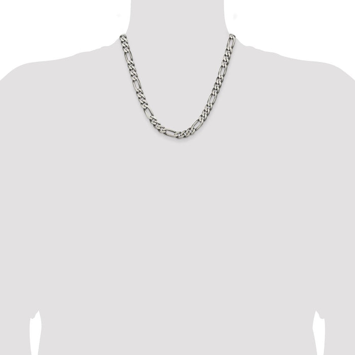 Buy Stylish Antiqued Sterling Silver Figaro Chain - 7.75mm, Luxury Value!-4