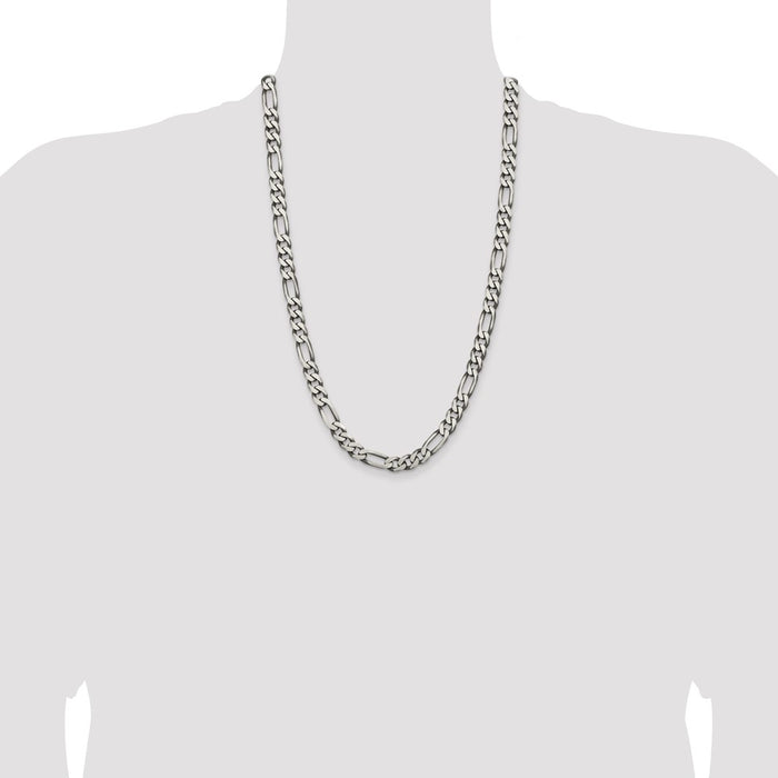 Buy Stylish Antiqued Sterling Silver 7.75mm Figaro Chain - Luxury Value!-4