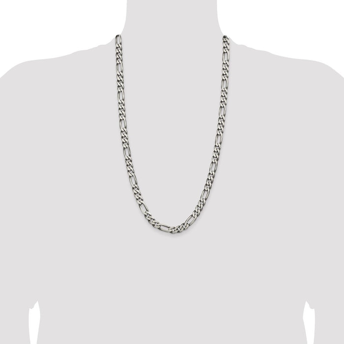 Buy Stylish Antiqued Sterling Silver 7.75mm Figaro Chain - Affordable Luxury!-4