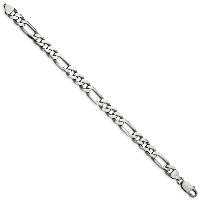 High-Quality Antiqued Sterling Silver 7.75mm Figaro Chain - Stylish Value!-2