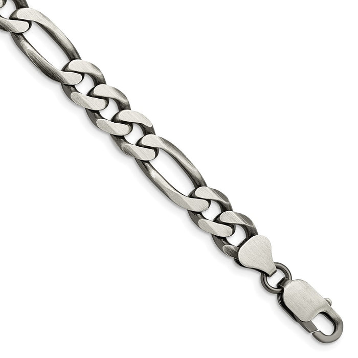 High-Quality Antiqued Sterling Silver 7.75mm Figaro Chain - Stylish Value!-1