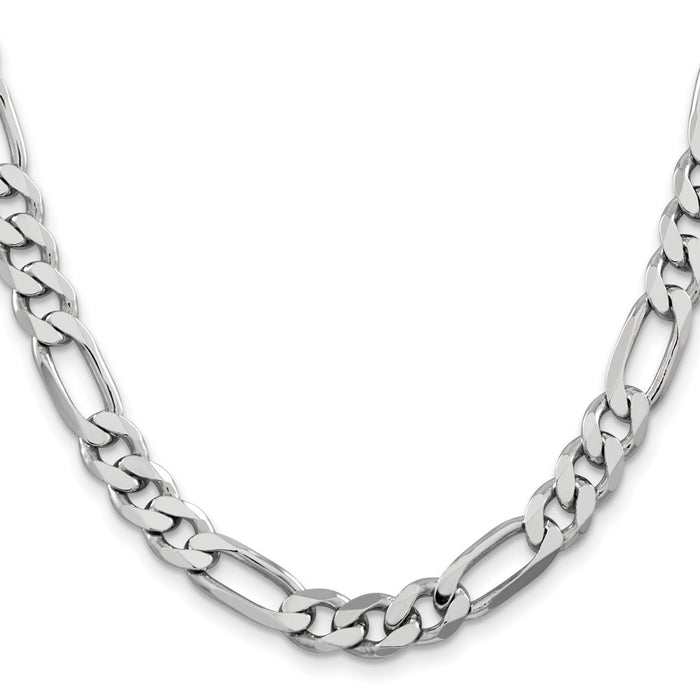 Buy Stylish Rhodium-Plated Sterling Silver Figaro Chain - 7.75mm, Affordable Luxury-2