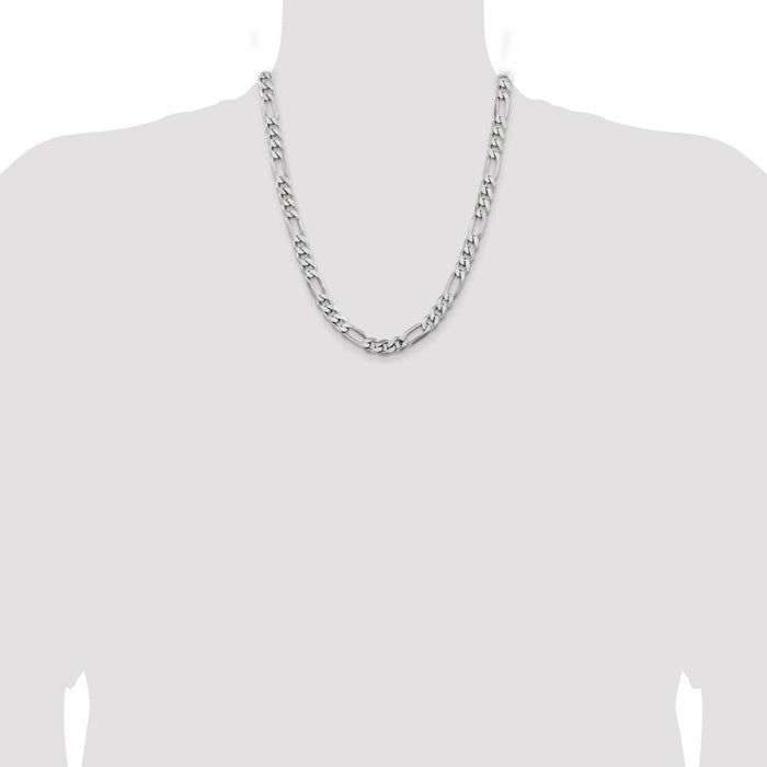 Exclusive Rhodium-Plated Sterling Silver Figaro Chain 7.75mm - Stylish Value-4