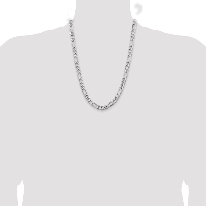 Buy Stylish Rhodium-Plated Sterling Silver Figaro Chain - 7.75mm, Affordable Luxury-4