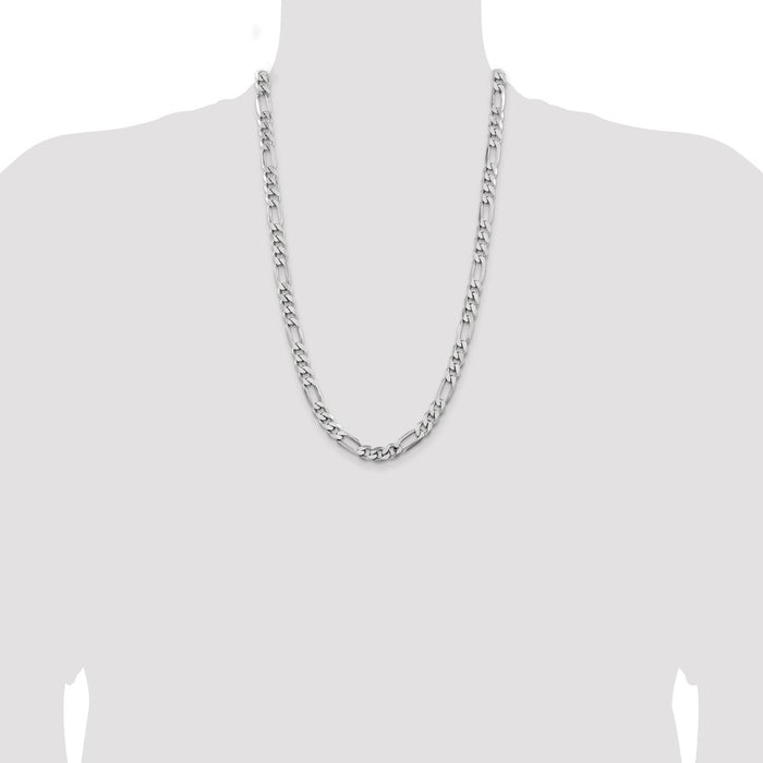 Buy Stylish Rhodium-Plated Sterling Silver 7.75mm Figaro Chain - Luxury Value-4