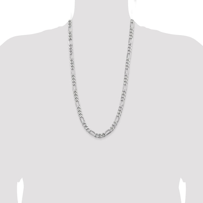 Buy Stylish Rhodium-Plated Sterling Silver Figaro Chain 7.75mm - Affordable Luxury-4