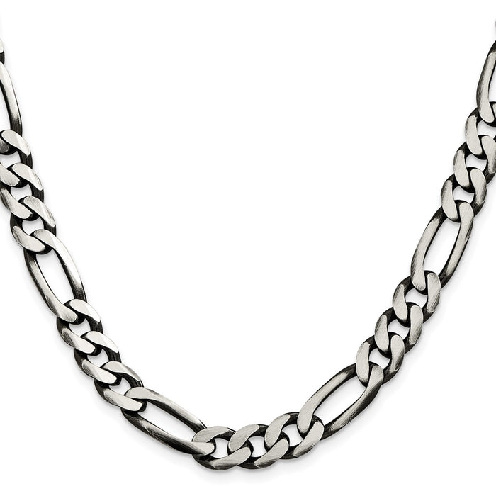 Buy Stylish 9mm Antiqued Sterling Silver Figaro Chain - Affordable Luxury-2