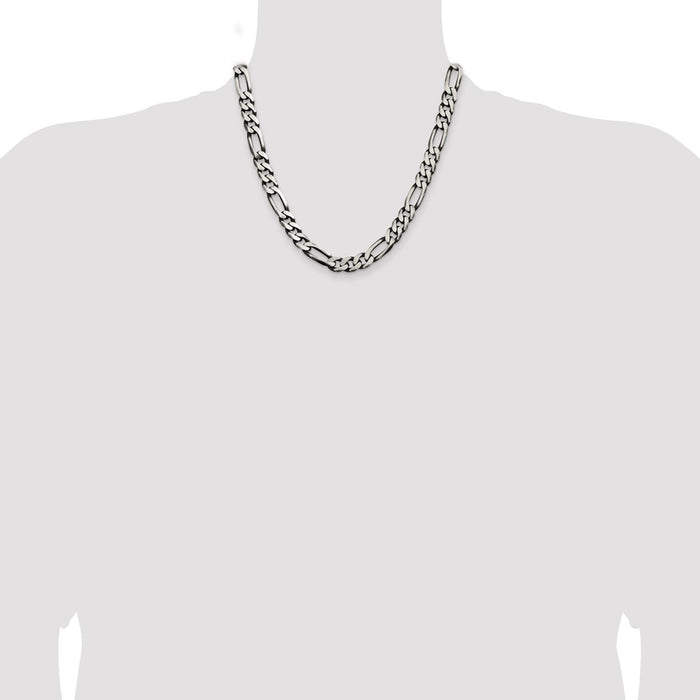 Buy Stylish Antiqued Sterling Silver 9mm Figaro Chain - Affordable Luxury!-4