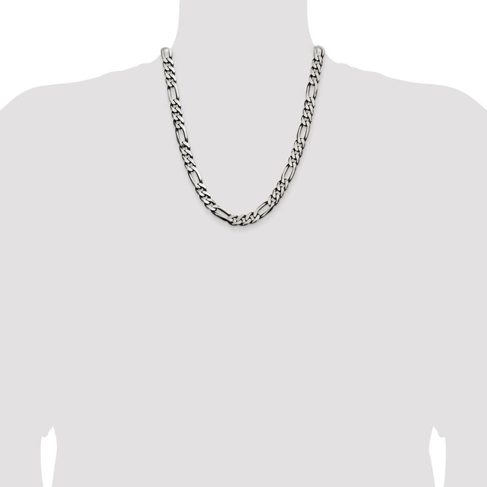 Buy Stylish Antiqued Sterling Silver 9mm Figaro Chain - Affordable Luxury-4