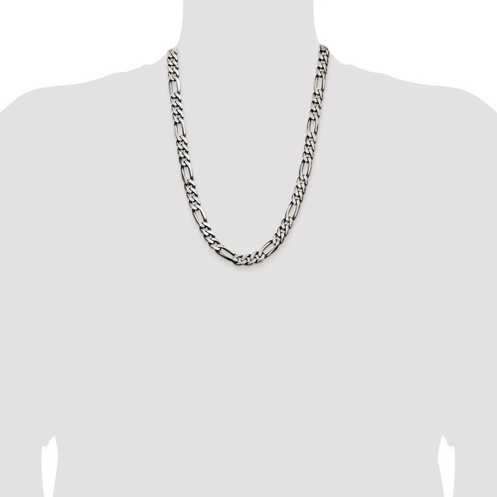 Buy Stylish 9mm Antiqued Sterling Silver Figaro Chain - Affordable Luxury-4