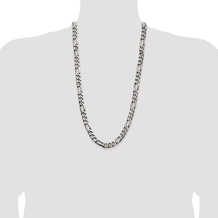 Buy Stylish Antiqued Sterling Silver 9mm Figaro Chain - Affordable Elegance-4