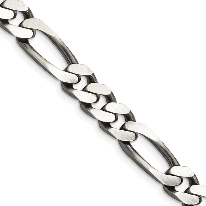 Buy Stylish Antiqued Sterling Silver 9mm Figaro Chain - Affordable Luxury-1