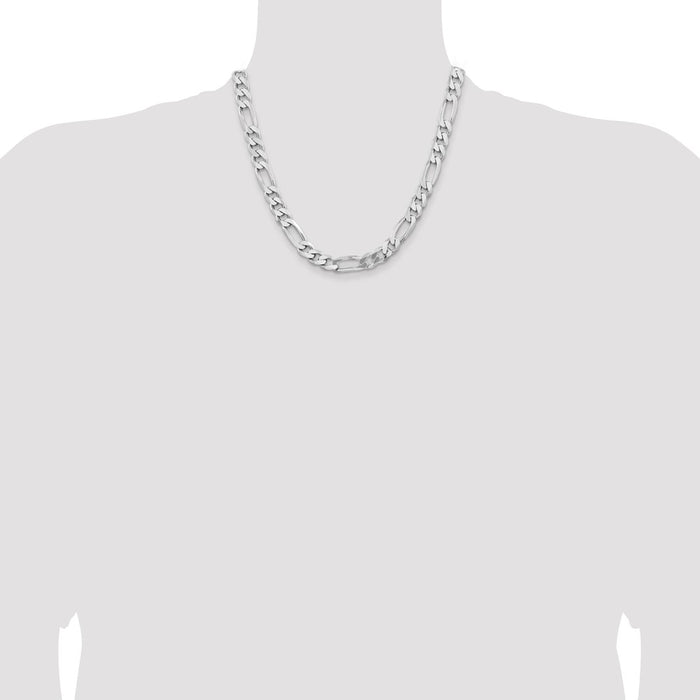 Buy Stylish Rhodium-Plated Sterling Silver 9mm Figaro Chain - Affordable Luxury-4