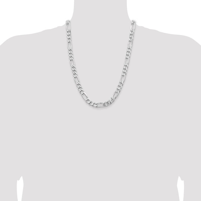 Buy Stylish Rhodium-Plated Sterling Silver 9mm Figaro Chain - Affordable Luxury!-4
